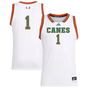 Men's 1 White Miami Hurricanes Replica Swingman Jersey