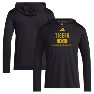 Men's Black Grambling Tigers 2024 Sideline Hooded Long Sleeve T-Shirt