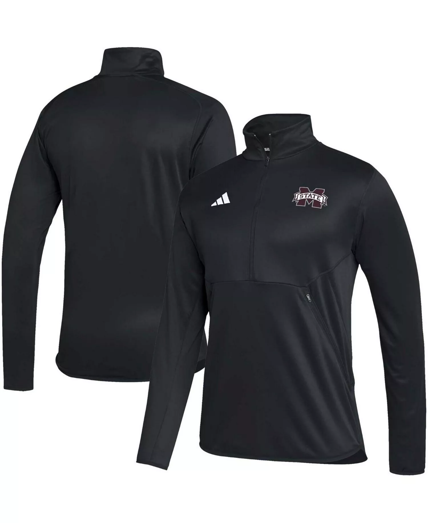 mni-21955b7e8c0a7658ddc20be258ad6603 Men's Black Mississippi State Bulldogs 2023 Sideline AEROREADY Half-Zip Top