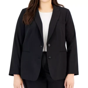 Plus Size Two-Button Roll Tab Jacket, Sweater T-Shirt, & Shannon Pants
