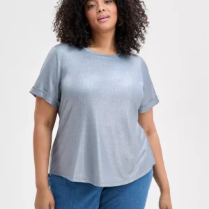 Plus Size Metallic Foiled T-Shirt, Exclusively at Macy's