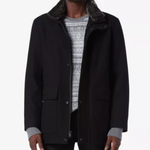 Men's Brooks Melton Wool Car Coat with Faux Fur Collar