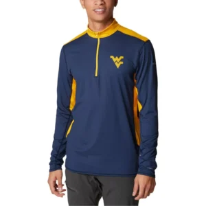 Men's Navy West Virginia Mountaineers Tech Trail Omni-Shade Quarter-Zip Sweatshirt