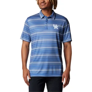 Men's Royal Kentucky Wildcats PFG Super Terminal Tackle Omni-Shade Stripe Polo Shirt