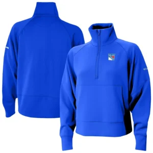 Women's Blue New York Rangers Wickhams Hills Raglan Omni-Wick Half-Zip Pullover Sweatshirt