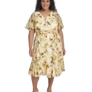 Plus Size Printed Midi Dress