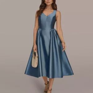 Women's Sleeveless V-Neck A-Line Midi Dress