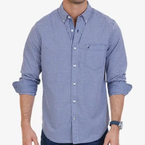 Men's Classic-Fit Long-Sleeve Gingham Check Poplin Shirt