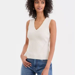 Women's Sleeveless Rib V-Neck Sweater, Created for Macy's