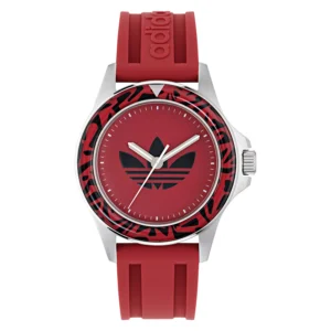 Unisex Analog Red Silicone Watch, 44mm