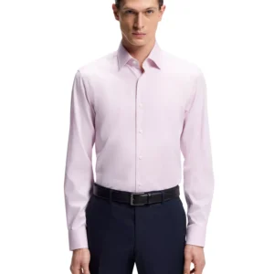 BOSS by Men's Easy-Iron Stretch-Cotton Dobby Regular-Fit Dress Shirt