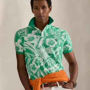Men's Short-Sleeve Tropical Mesh Polo Shirt