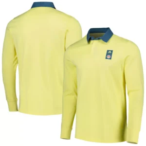 Men's 2023 Player Yellow New York Red Bulls Travel Long Sleeve Polo Shirt