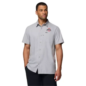 Men's Gray Ohio State Buckeyes Slack Tide Camp Button-Up Shirt