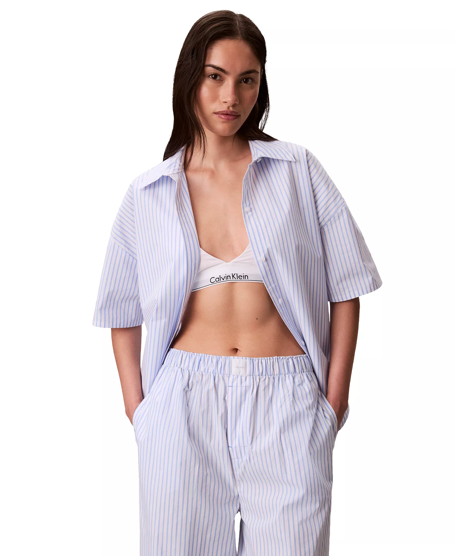 mni-2761ca22fdf09a10b13046b137e66ed1 Women's Striped Short-Sleeve Pajama Shirt