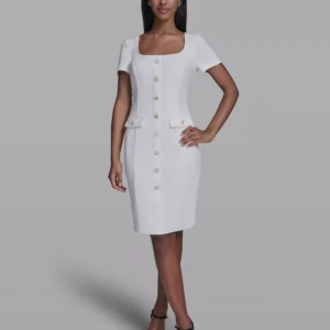 Women's Flower Button Sheath Dress