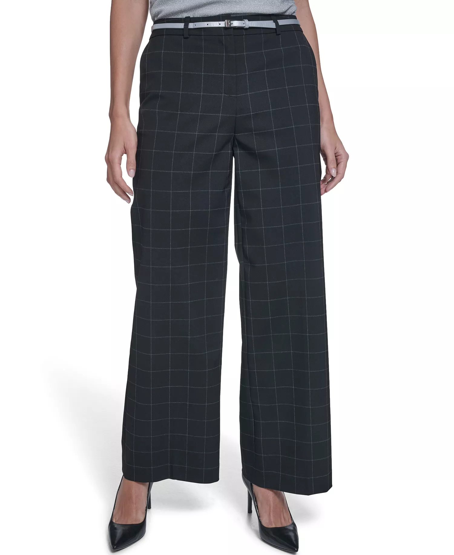 mni-285cea46b40deaa518c9eb3b2884ff10 Women's Windowpane Wide-Leg Pants