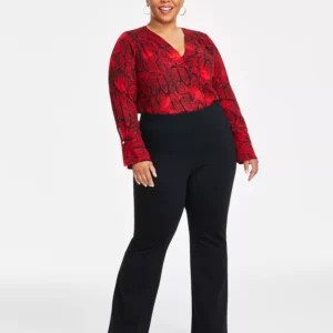 Plus Size High-Rise Flare-Leg Pants, Exclusively at Macy's
