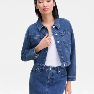 Women's Studded Denim Cotton Trucker Jacket, Macy's Exclusive