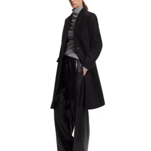 BOSS by Women's Wool Regular-Fit Peak Lapels Coat
