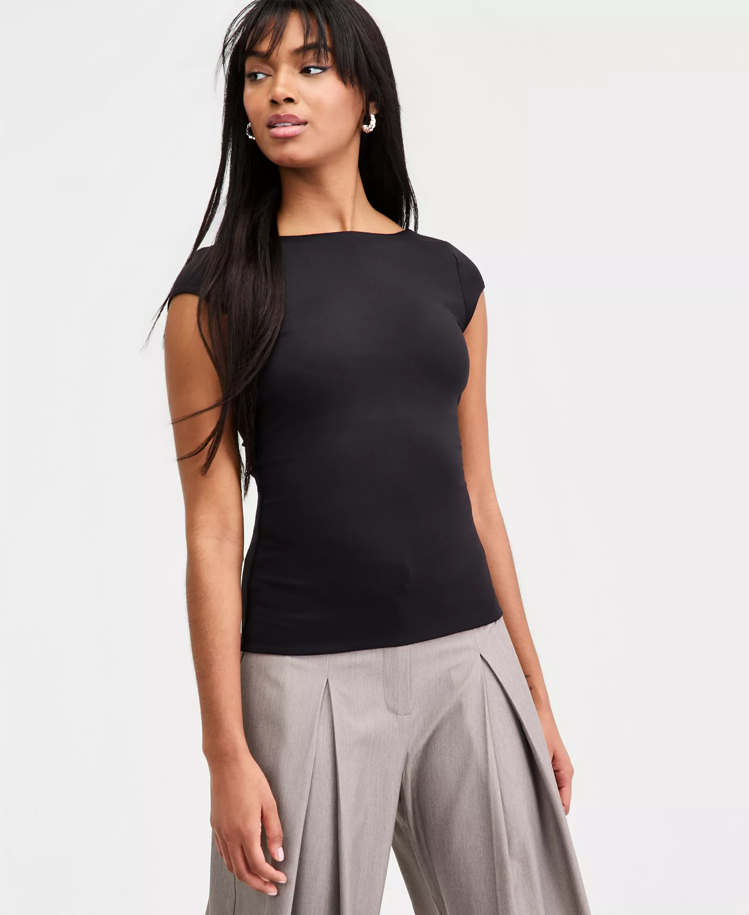 mni-29c2b516128f9c4f73af66759fcdacd9 Women's Shelf-Bra Cap-Sleeve Top, Macy's Exclusive