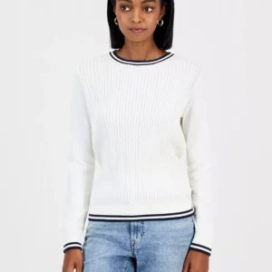 Nautica Women's Cotton Cable Knit Crewneck Sweater