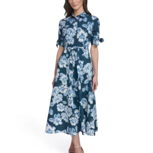 Women's Tie-Sleeve Collared Dress