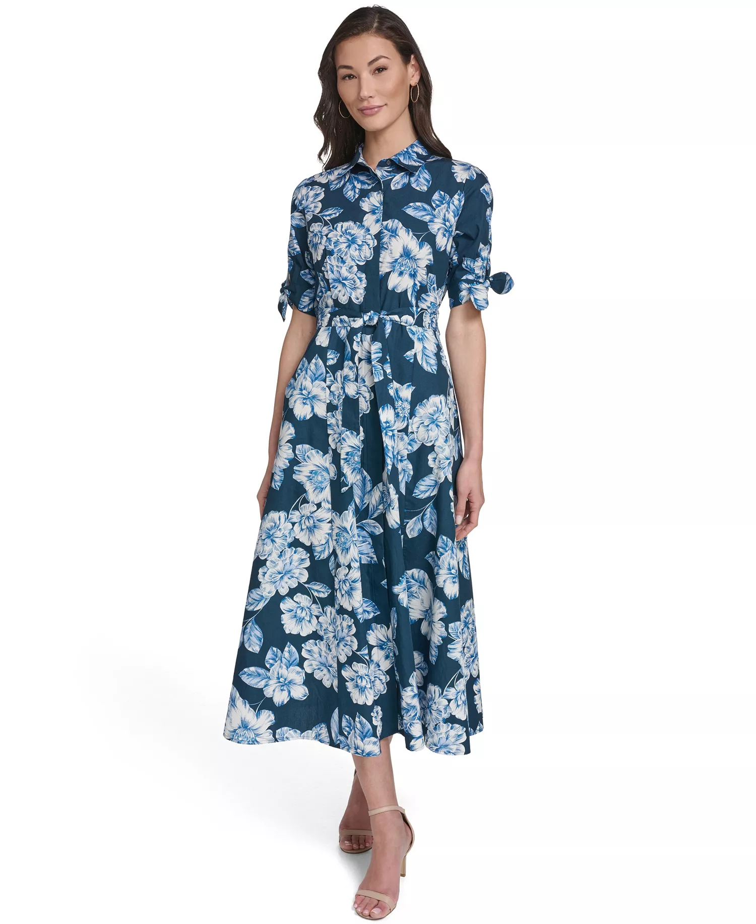 mni-2a88eeb487b9cccf40a5927a13828769 Women's Tie-Sleeve Collared Dress