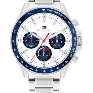 Men's Multifunction Silver Tone Stainless Steel Bracelet Watch, 44mm