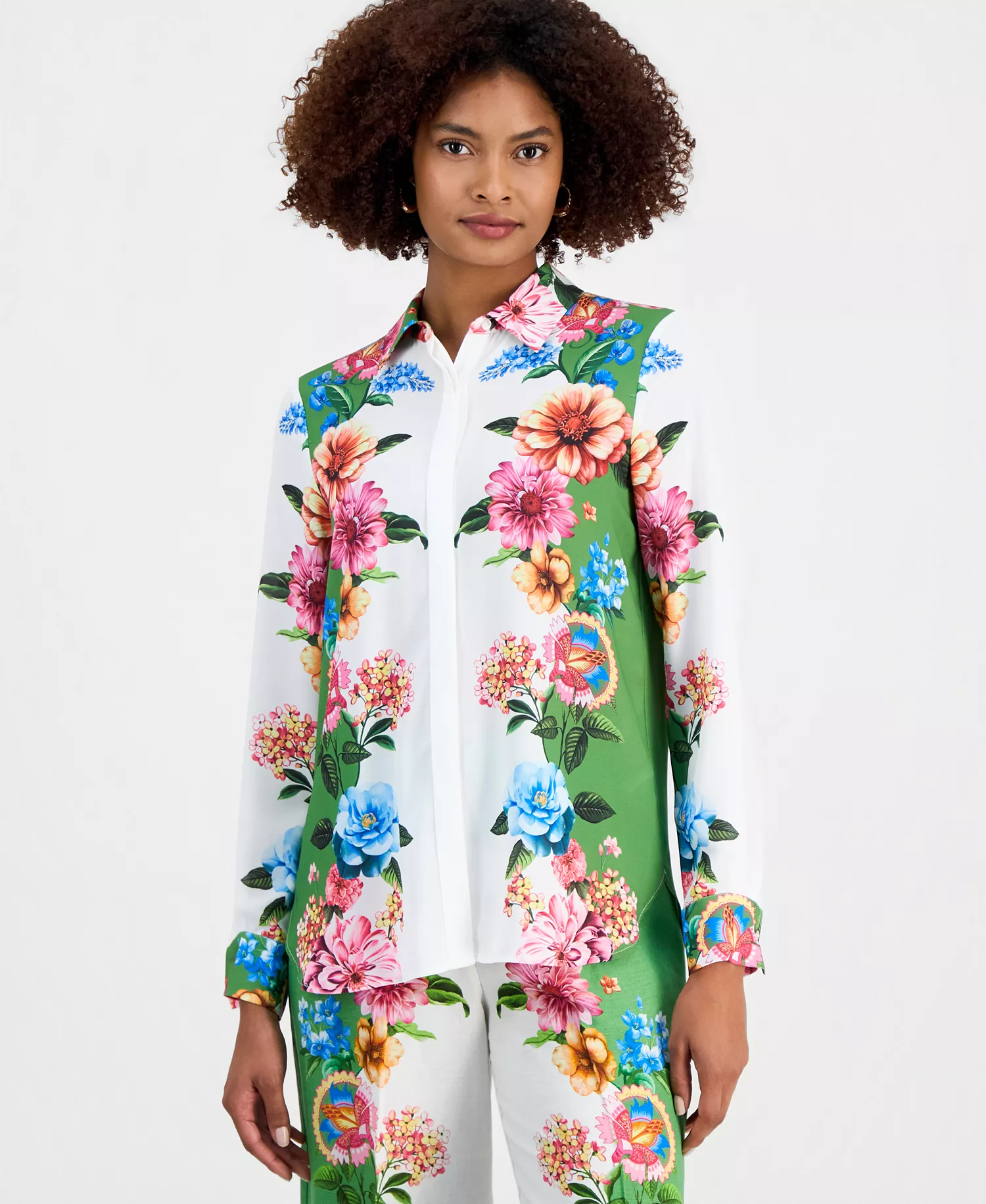 mni-2bac4e1156a343c271777b1686d04f9c Women's Printed Long-Sleeve Blouse
