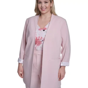 Plus Size Open-Front Notch Collar Jacket