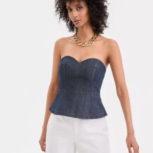 Women's Strapless Denim Peplum Top, Macy's Exclusive