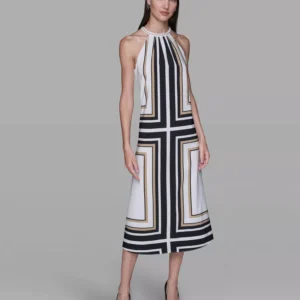 Women's Halter Neck Printed Midi Dress