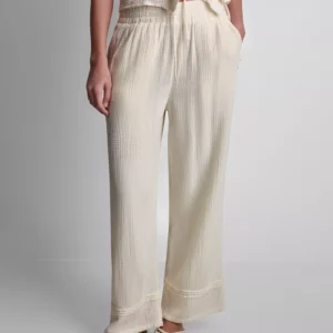Petite Gauze Straight Leg Pull-On Pants