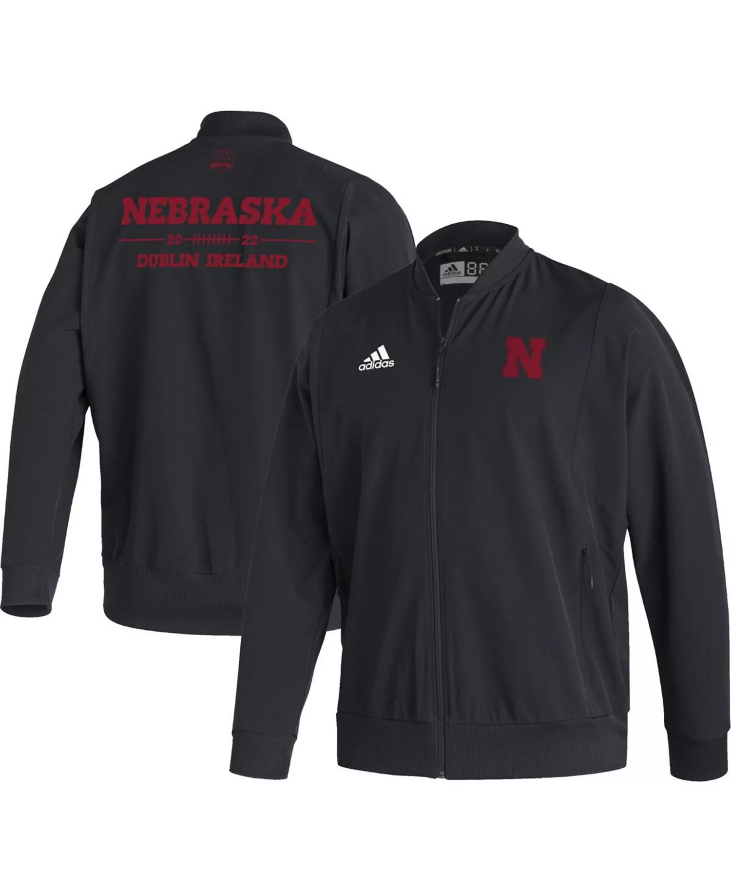 mni-2dfb35a201b96a4d914df3be8e26c89f Men's Black Nebraska Huskers Ireland Sideline Woven Full-Zip Bomber Jacket