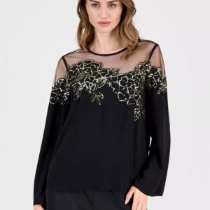 Women's Crewneck Floral Illusion Blouse