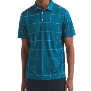 Men's Short Sleeve Windowpane Golf Polo Shirt