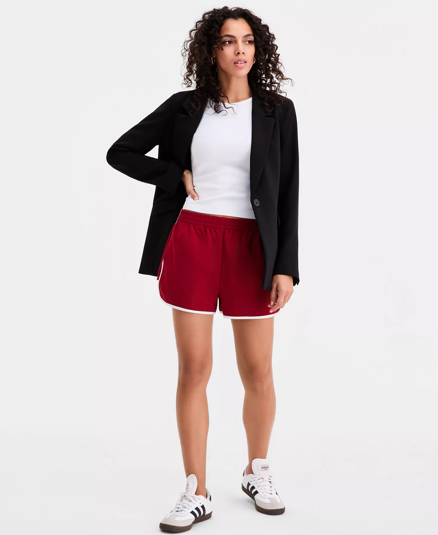 mni-2e8db336236ec83eb1dc97a7c5109018 Women's High-Rise Side-Stripe Track Shorts, Macy's Exclusive