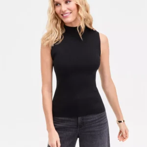 Women's Sleeveless Metallic Knit Mock-Neck Sweater, Macy's Exclusive