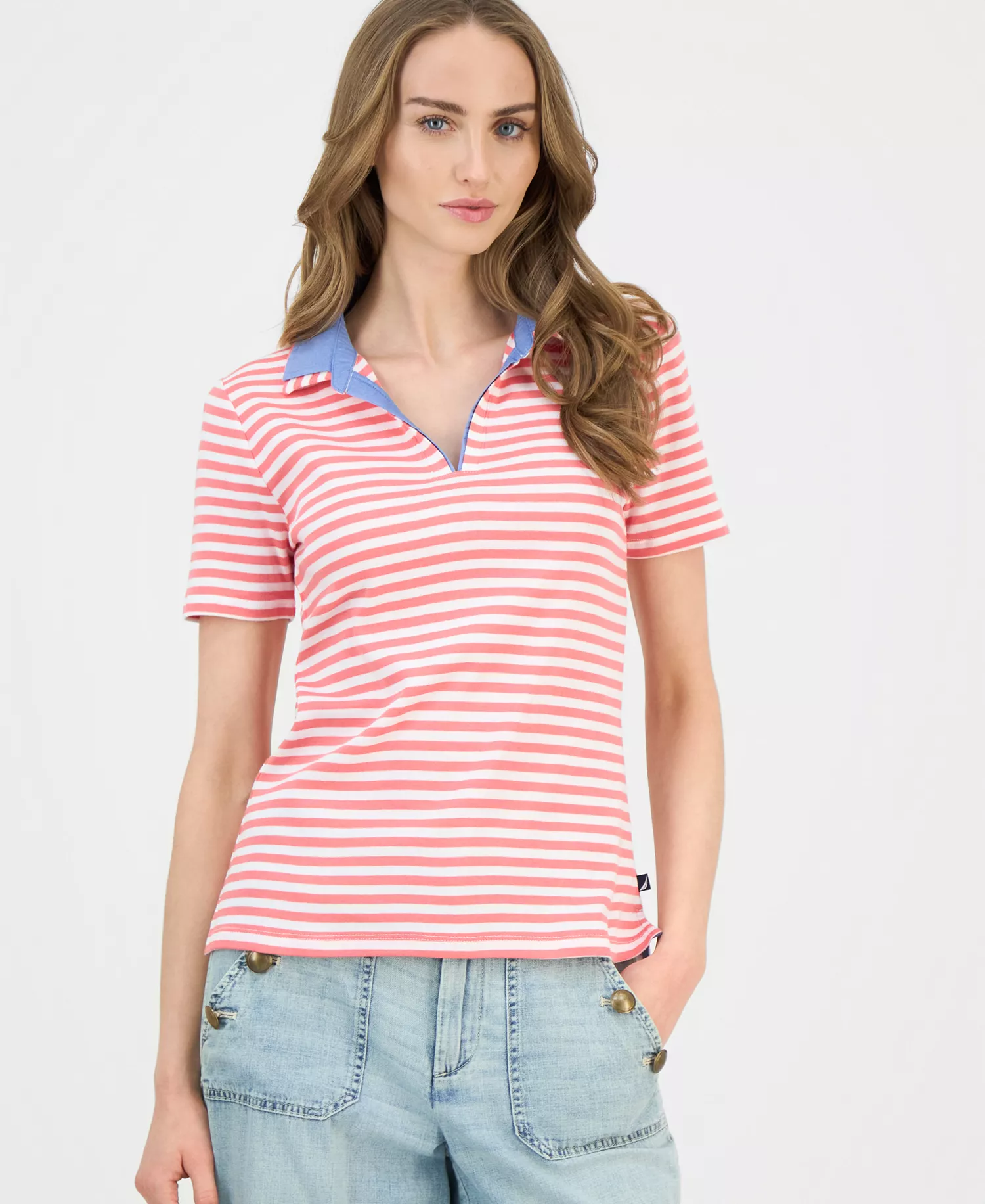mni-30cae3b3b376aad2dd5dd06b4b4811b1 Nautica Women's Cotton Double-Collar Polo T-Shirt — изображение 6