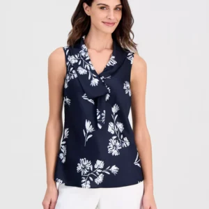 Petite Sailor Tie V-Neck Blouse