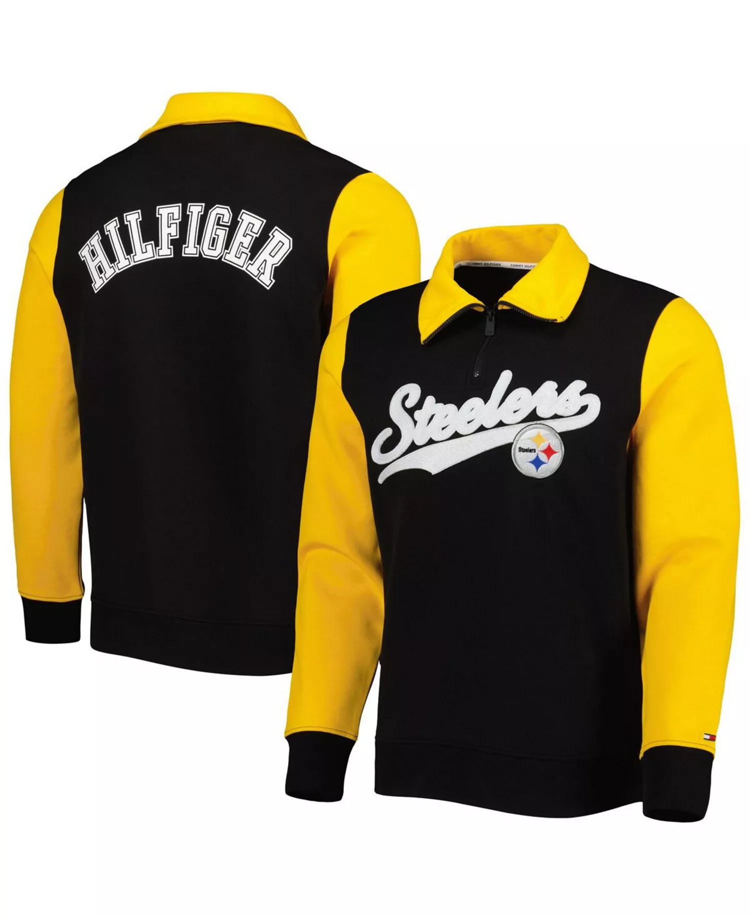 mni-316baccfcbcf85347af62605fb9cd466 Men's Black, Gold Pittsburgh Steelers Aiden Quarter-Zip Top