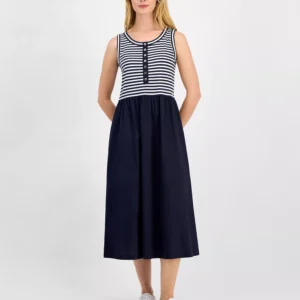 Women's Striped Mixed Media Dress