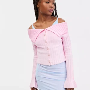 x FIT Women's Off-The-Shoulder Button-Front Sweater, Macy's Exclusive