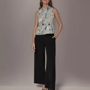 Petite Flocked Floral Top