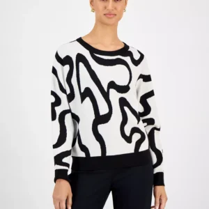Women's Squiggle Jacquard Crewneck Sweater
