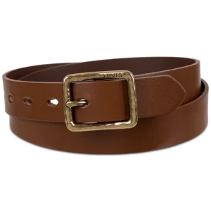 Women's Hammered Center Bar Buckle Casual Leather Belt