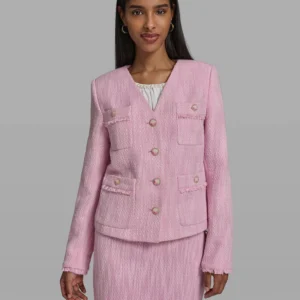 Women's V-Neck Woven Cropped Jacket
