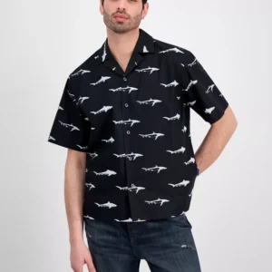 HUGO by Men's Eligino Shark Print Short-Sleeve Shirt