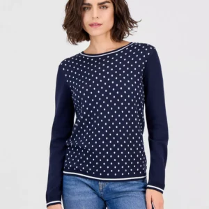 Nautica Women's Cotton Dot Crewneck Sweater